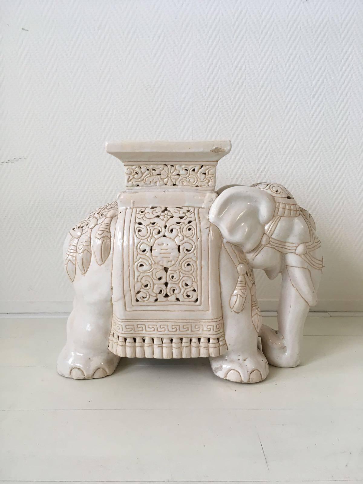 vintage ceramic elephant table