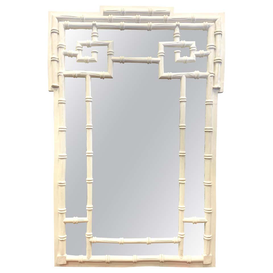 Chinoiserie Chinese Chippendale Style White Faux Bamboo Mirror at ...