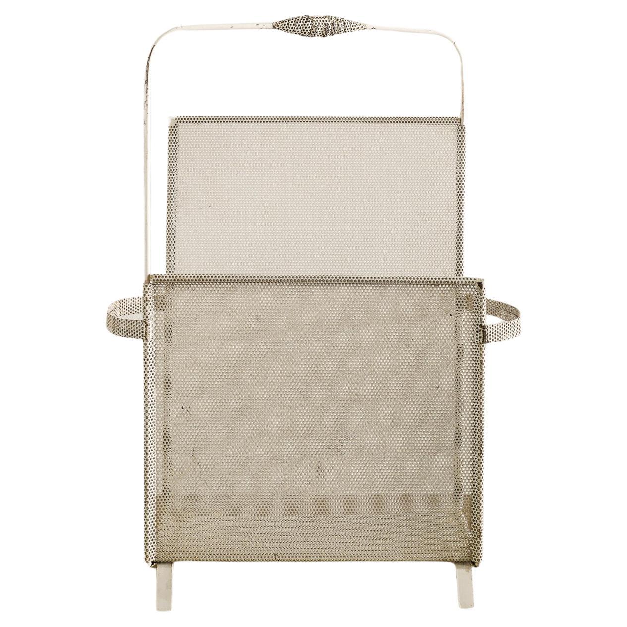 White Mid Century Magazine Rack by Mathieu Matégot produced in France, 1950s  For Sale