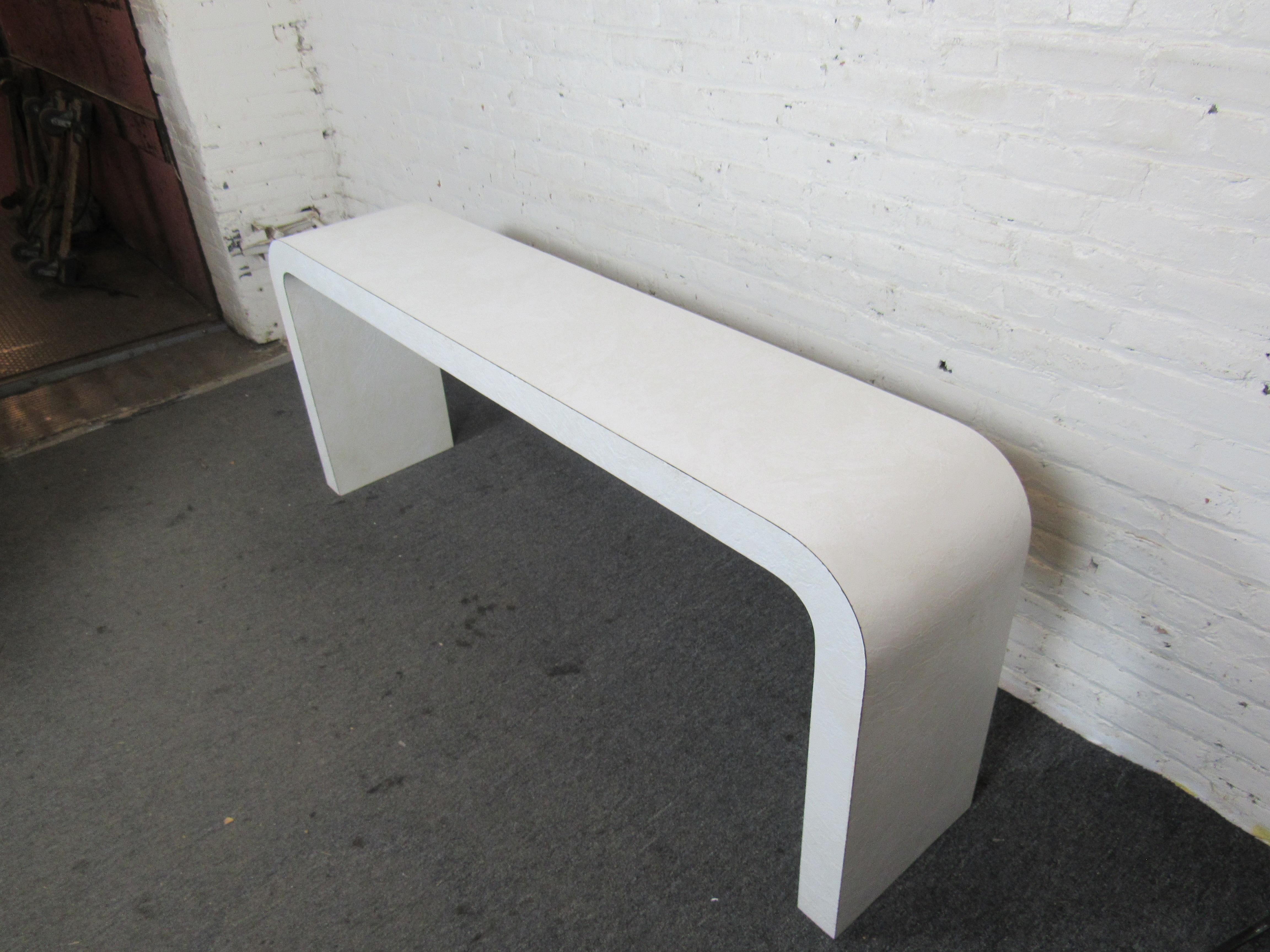 Wood White Mid-Century Modern Arch Table  For Sale