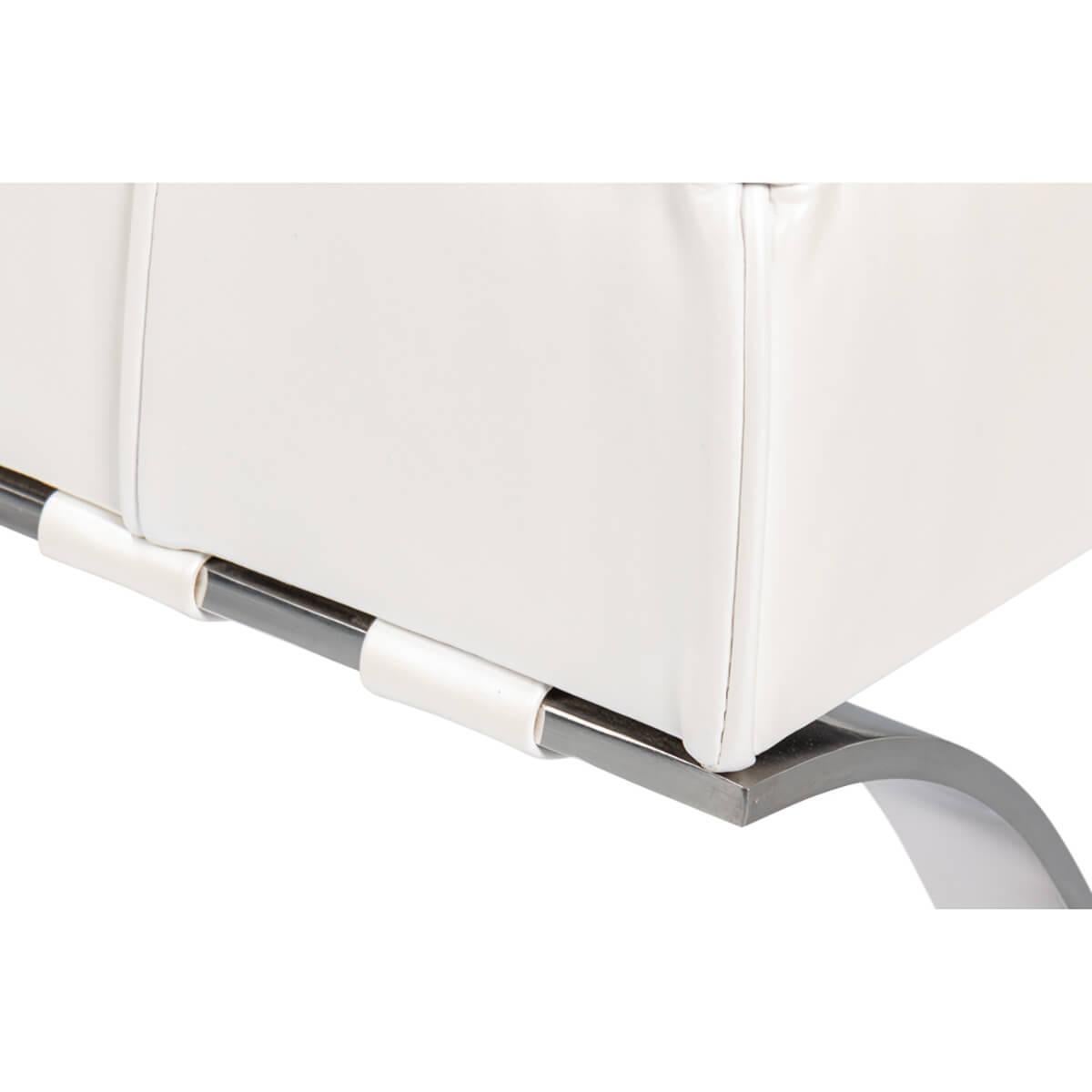 Mid-Century Modern Banc en cuir blanc mi-siècle moderne en vente