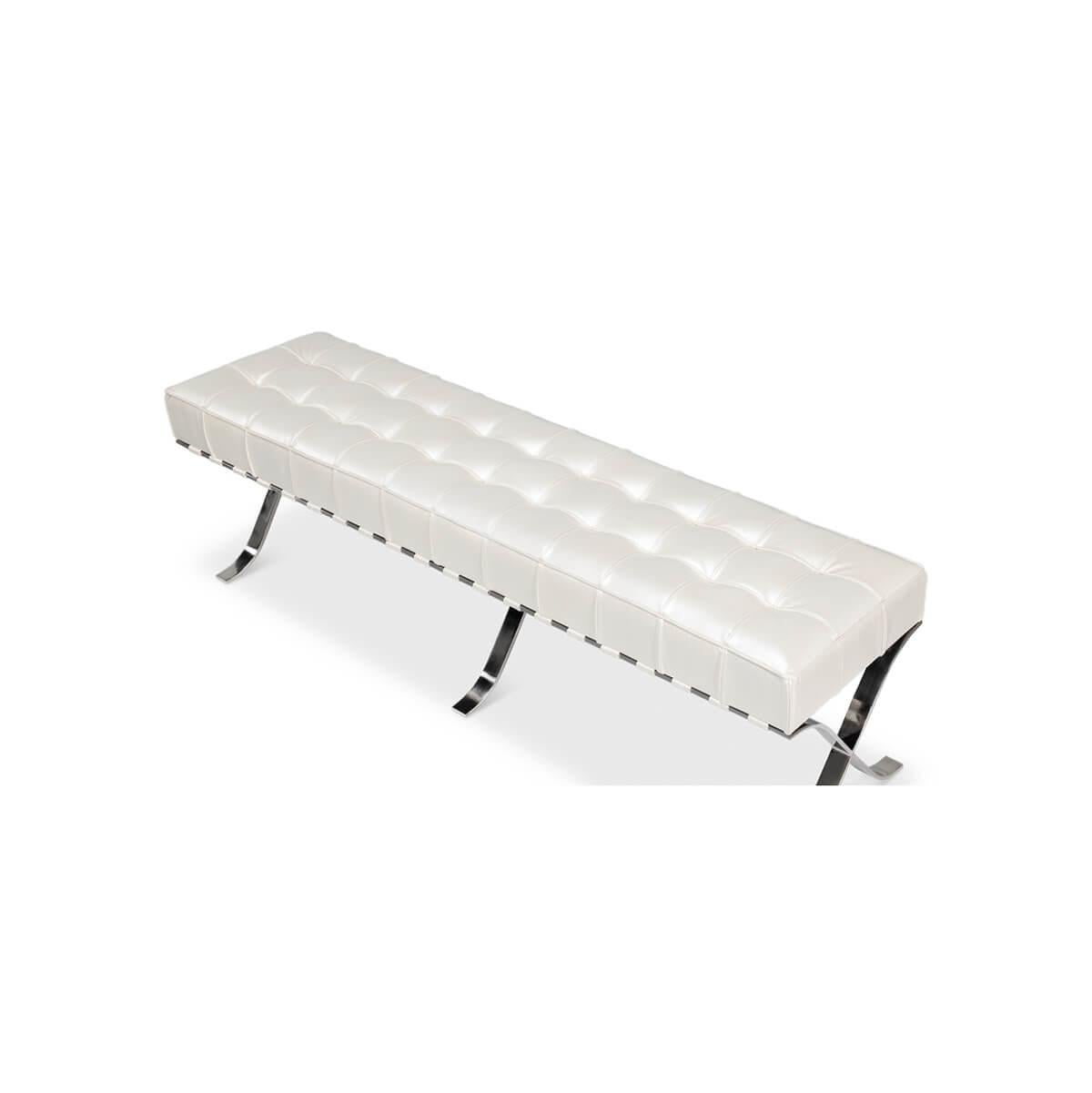 Banc en cuir blanc mi-siècle moderne Neuf - En vente à Westwood, NJ