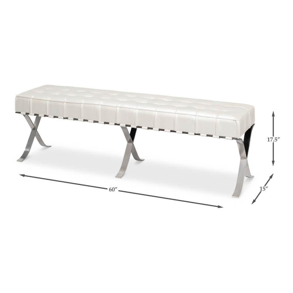 Banc en cuir blanc mi-siècle moderne en vente 1