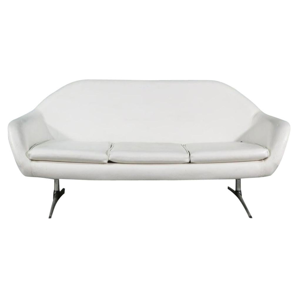 White Mid-Century Modern Sofa For Sale