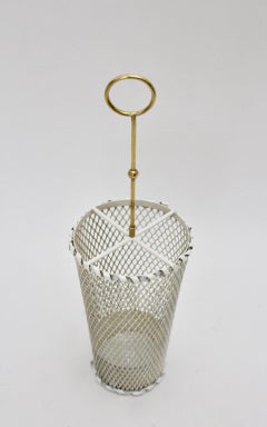 White Vintage Mid-Century Modern Umbrella Stand Mathieu Mategot 1950s, France