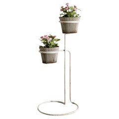 Retro White Mid Century Plant Rack in by Metal Mathieu Matégot Produced in France 1950