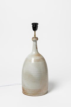 White Midcentury Stoneware Ceramic Table Lamp by Grès Marais