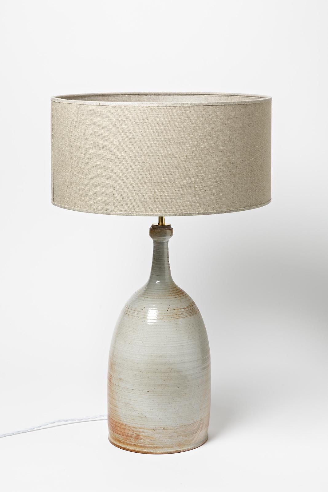 Mid-Century Modern White Midcentury Stoneware Ceramic Table Lamp by Grès Marais For Sale