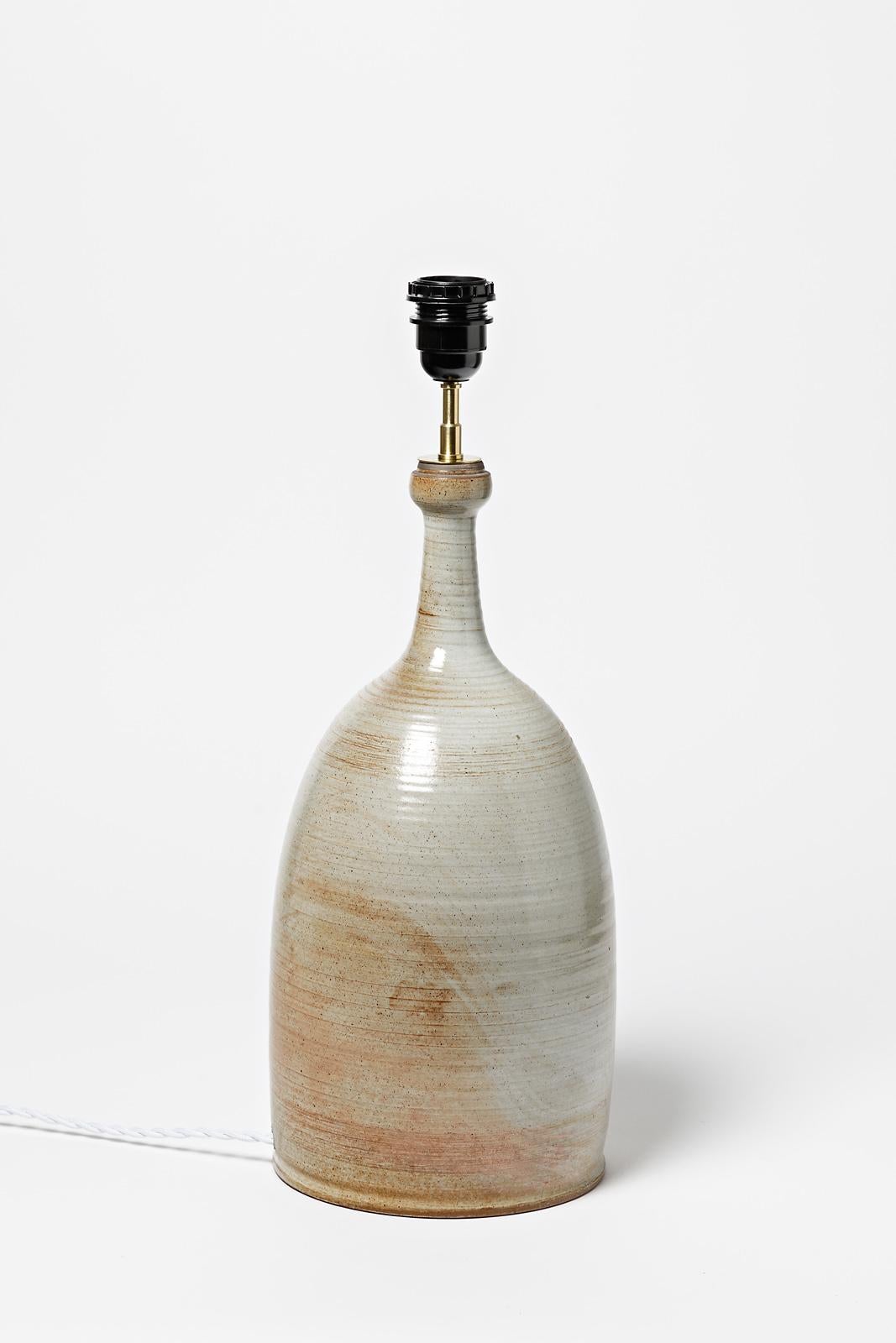 20th Century White Midcentury Stoneware Ceramic Table Lamp by Grès Marais For Sale