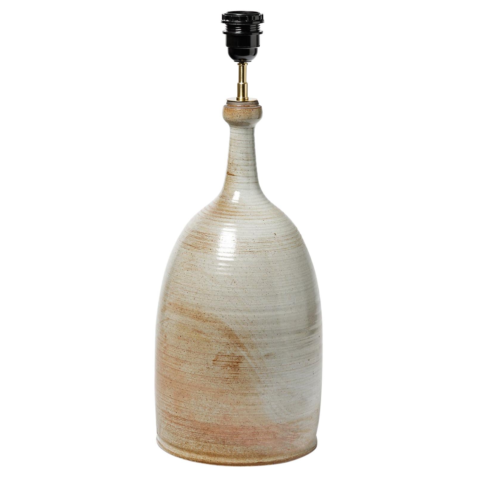 White Midcentury Stoneware Ceramic Table Lamp by Grès Marais For Sale