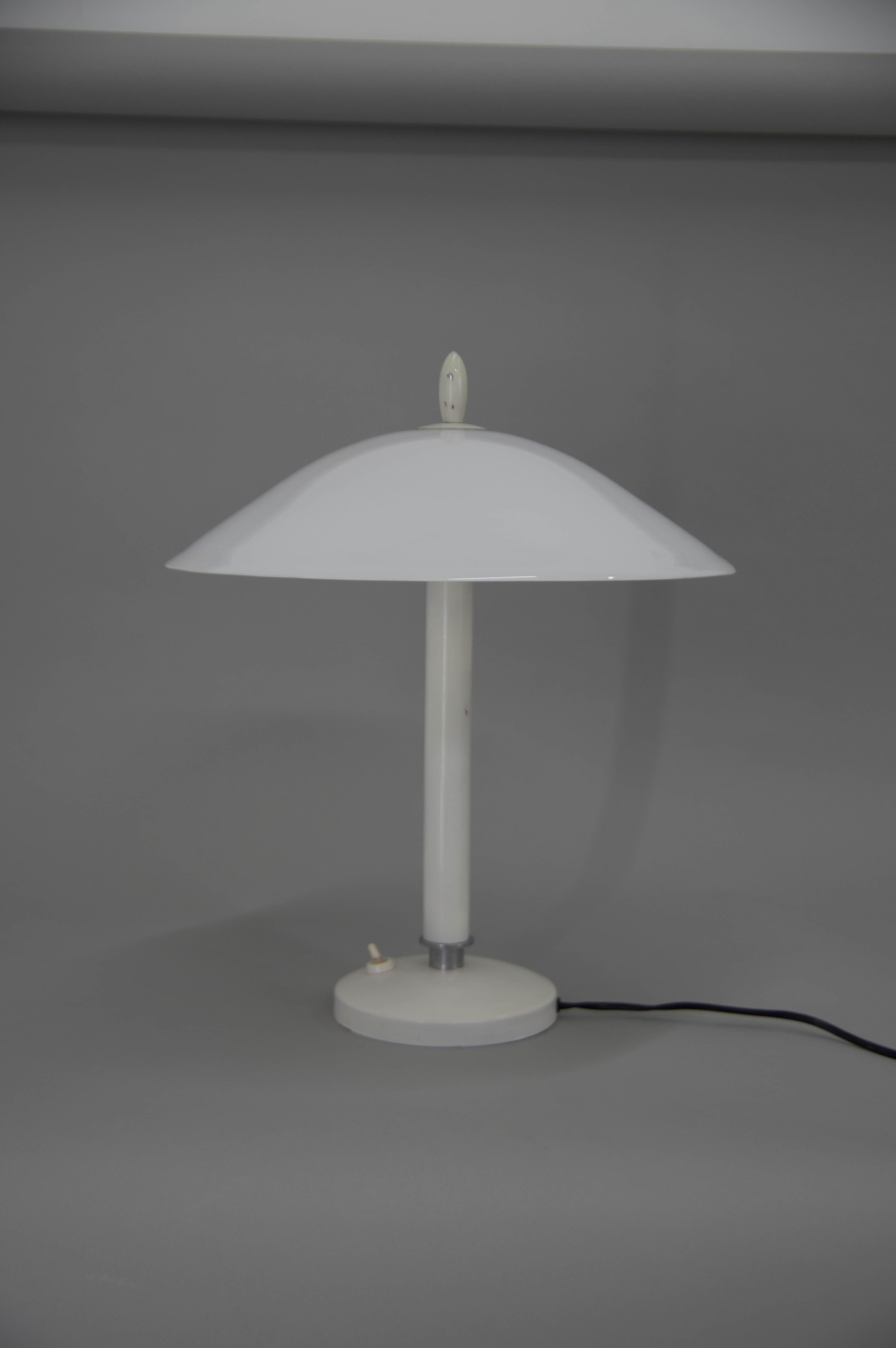 Czech White Mid-Century Table Lamp, 1950s For Sale