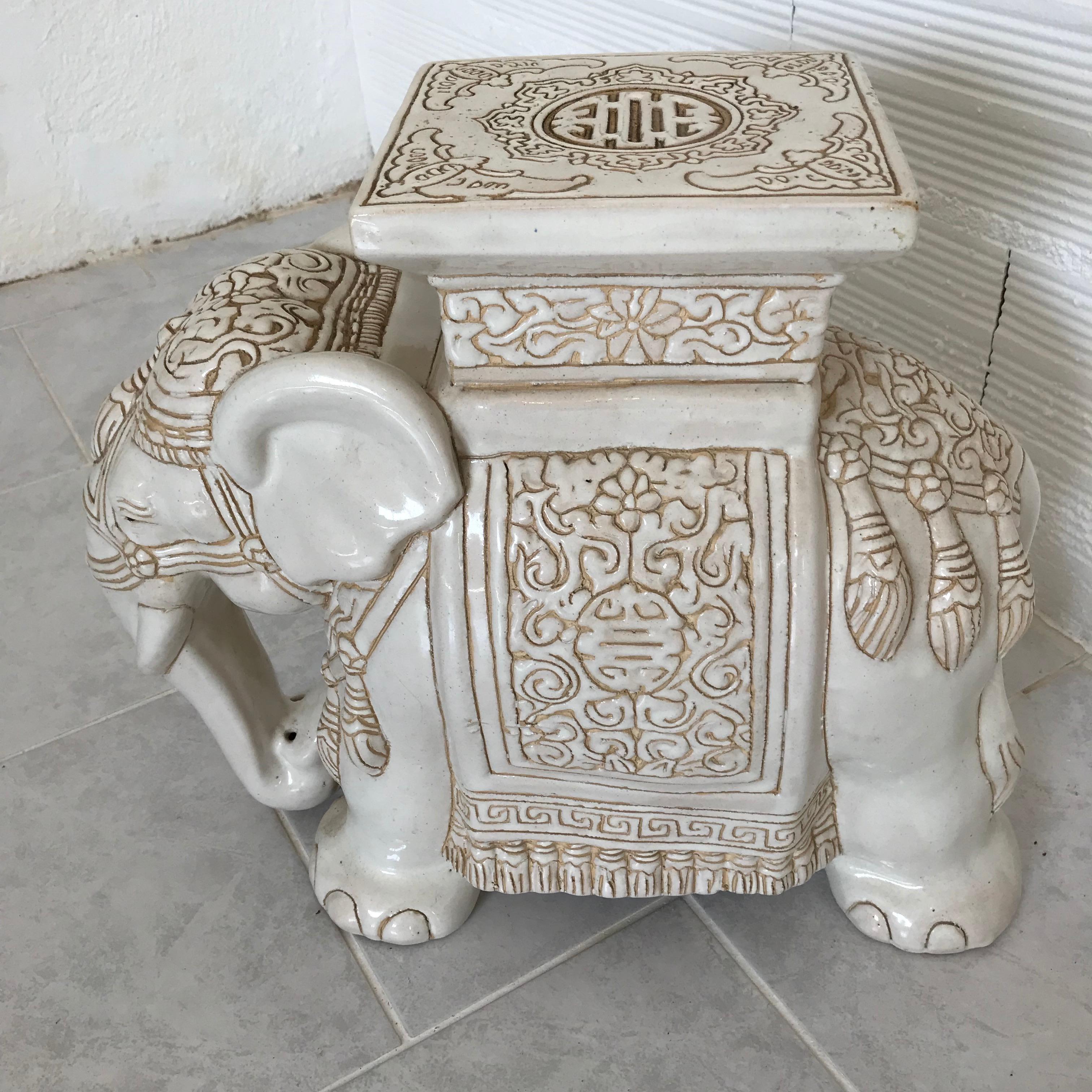 ceramic elephant end table