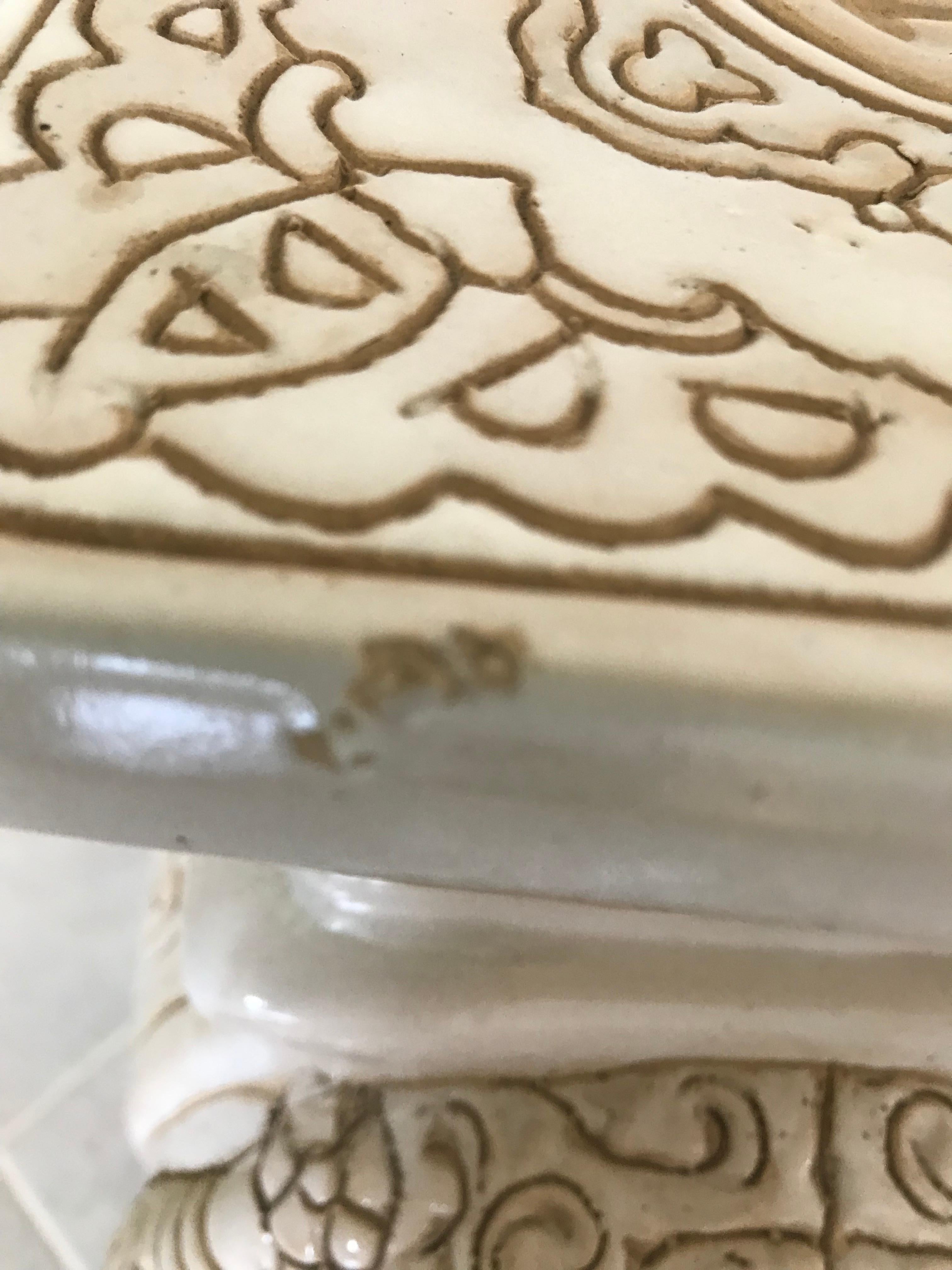 Asian White Midcentury Ceramic Elephant Side Table, or Planter
