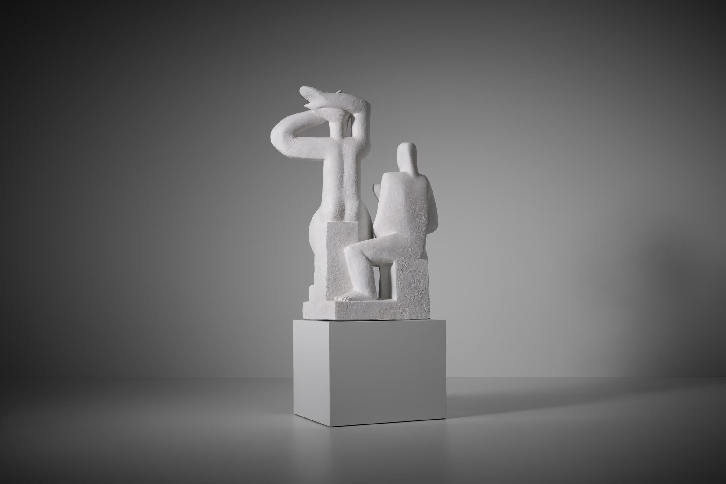 White Mid-Century Modern Plaster Sculpture, 1950s 3