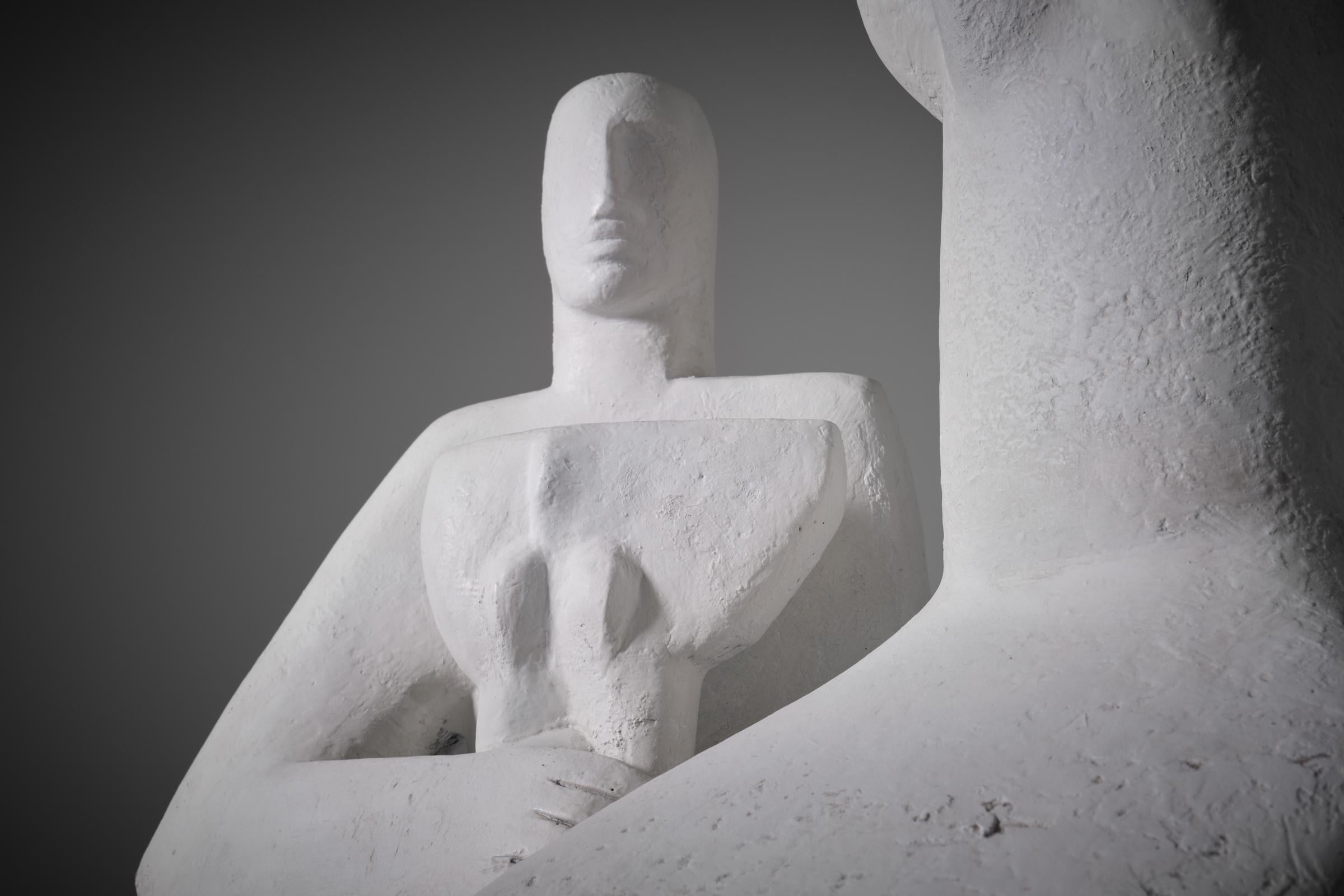 White Mid-Century Modern Plaster Sculpture, 1950s 1