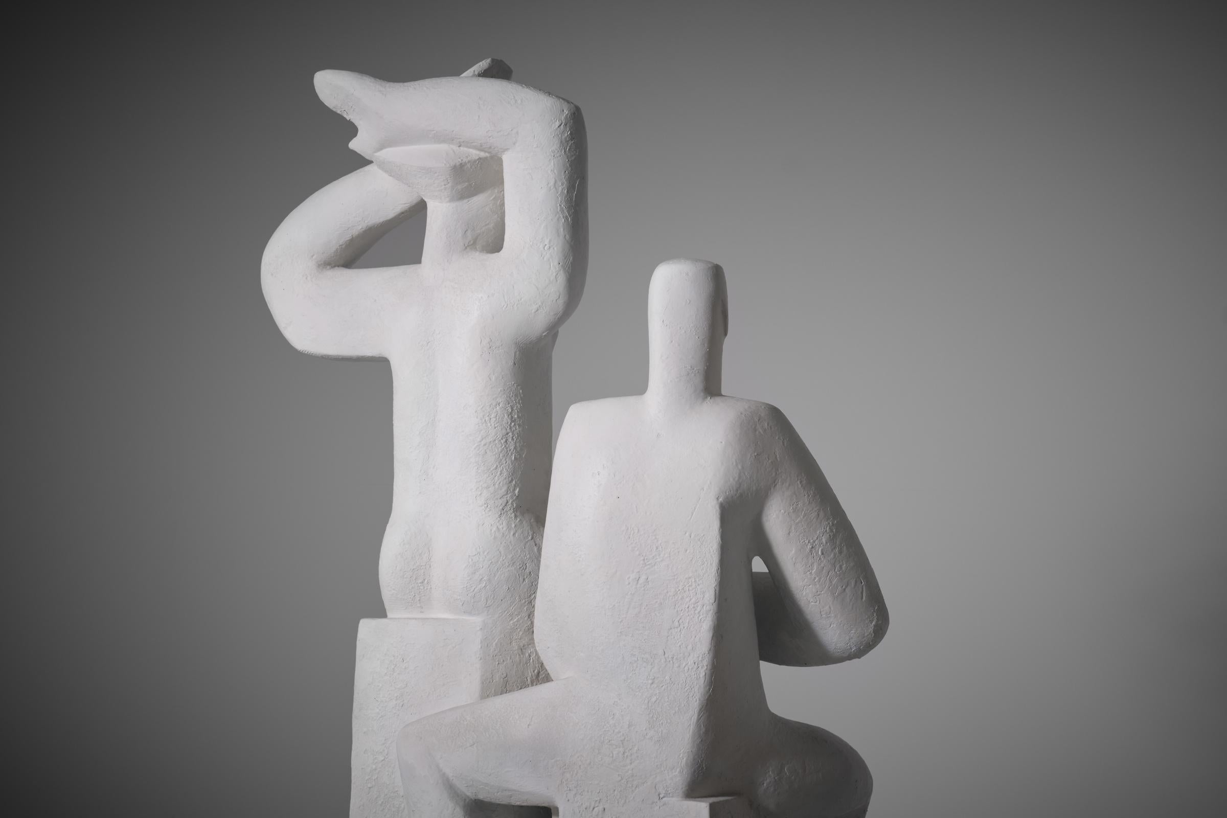 White Mid-Century Modern Plaster Sculpture, 1950s 2