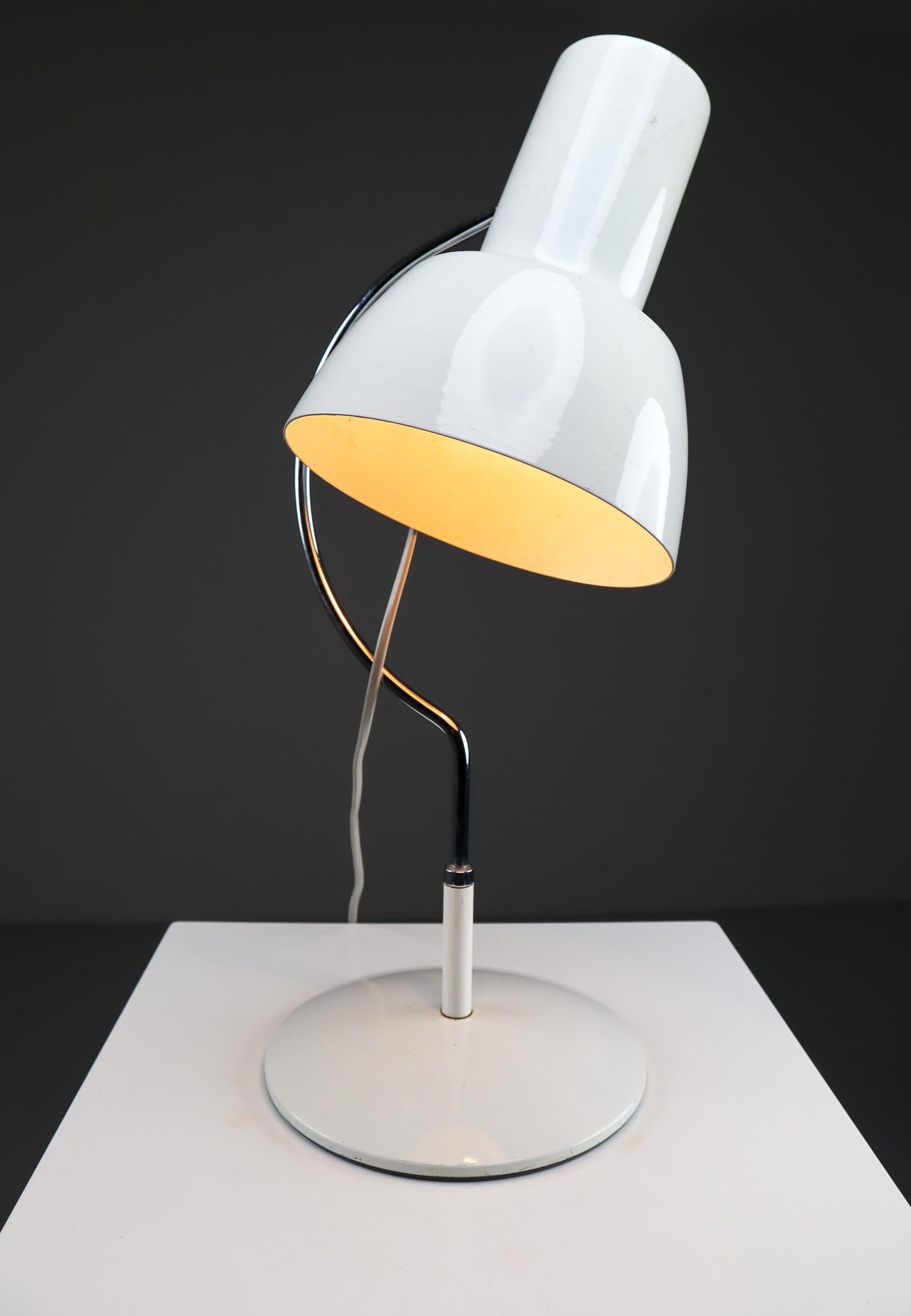 Steel White Midcentury Table Lamp Napako, Designed by Josef Hurka, 1960s