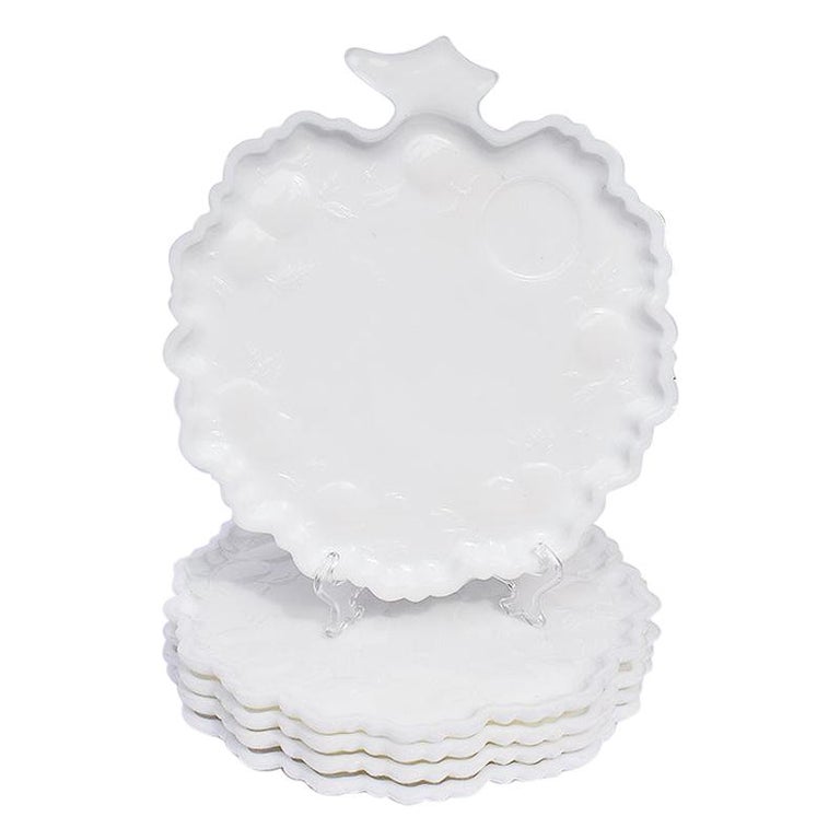 White Milk Glass Cabbage Shape Dessert Plates or Trays, Set of 5 For Sale