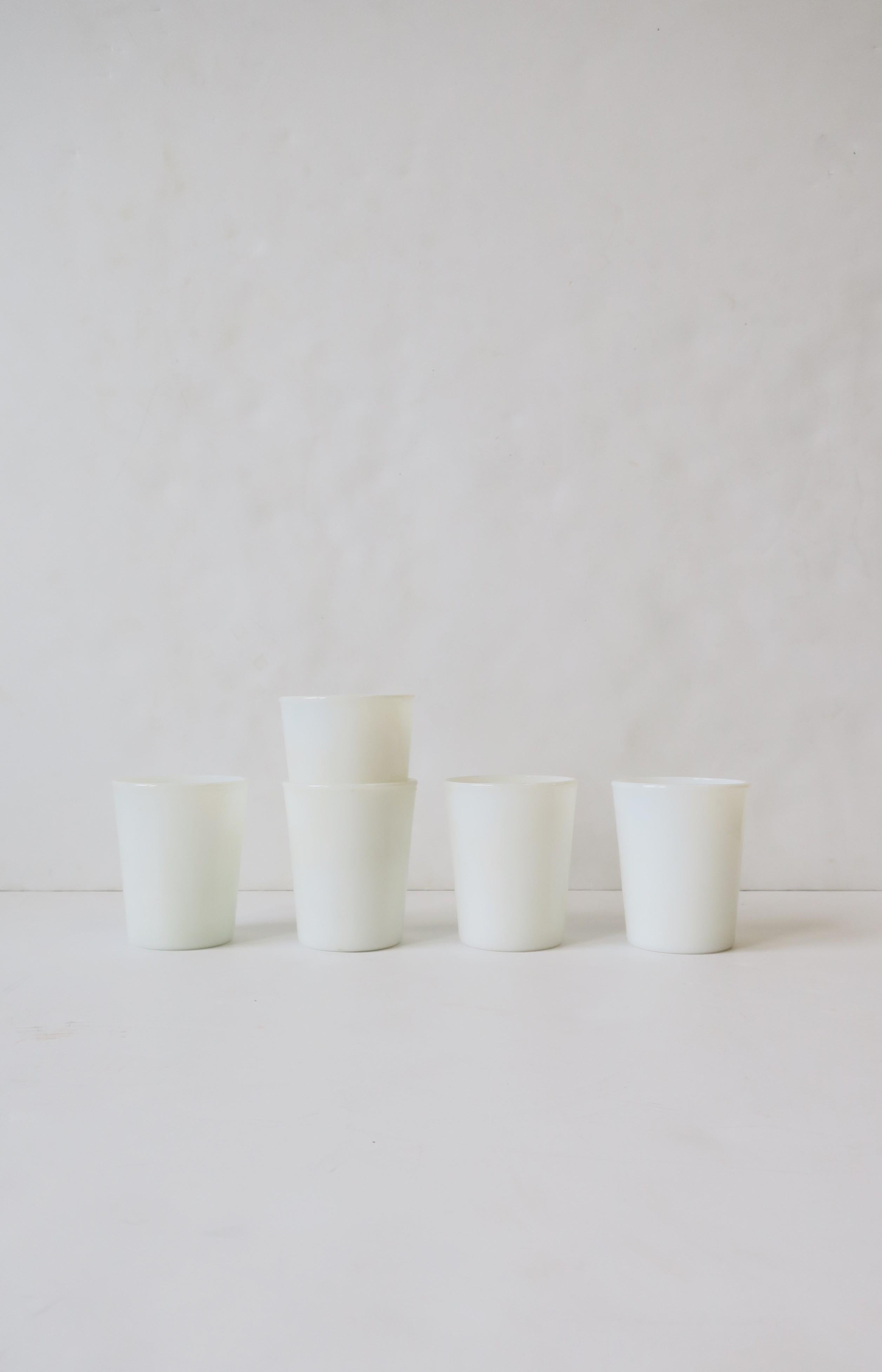 White Milk Glass Cocktail Tumbler Glasses, Set of 5, Early 20th Century 5