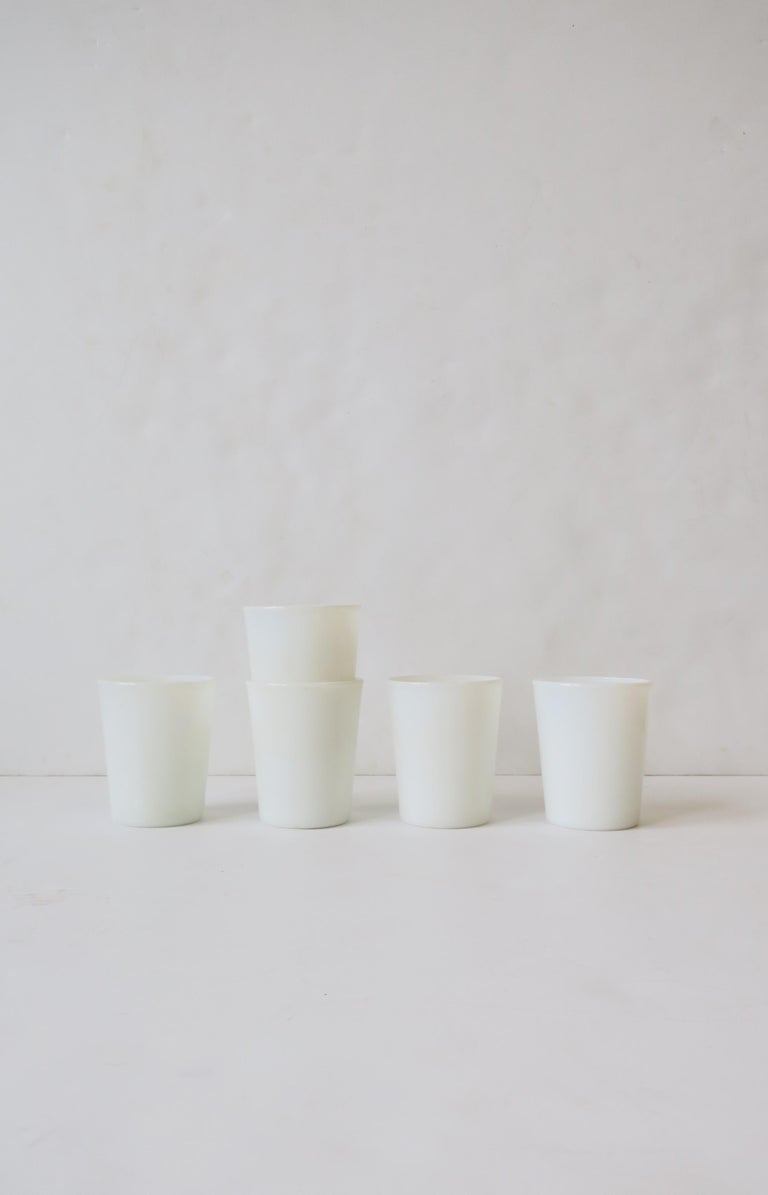 White Milk Glass Cocktail Tumbler Glasses, Early 20th Century For Sale 8