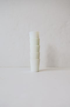 White Milk Glass Cocktail Tumbler Glasses, Set of 5, Early 20th Century