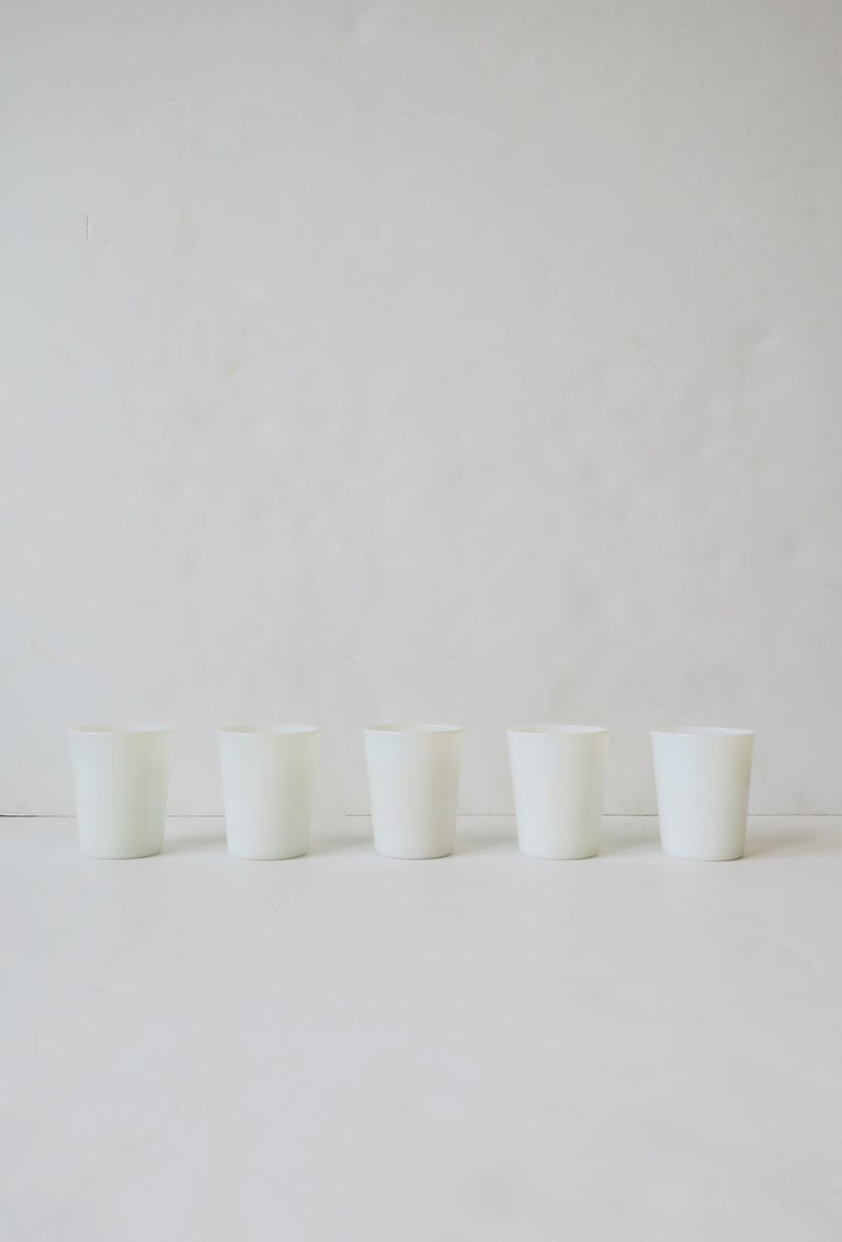 White Milk Glass Cocktail Tumbler Glasses, Early 20th Century For Sale 2