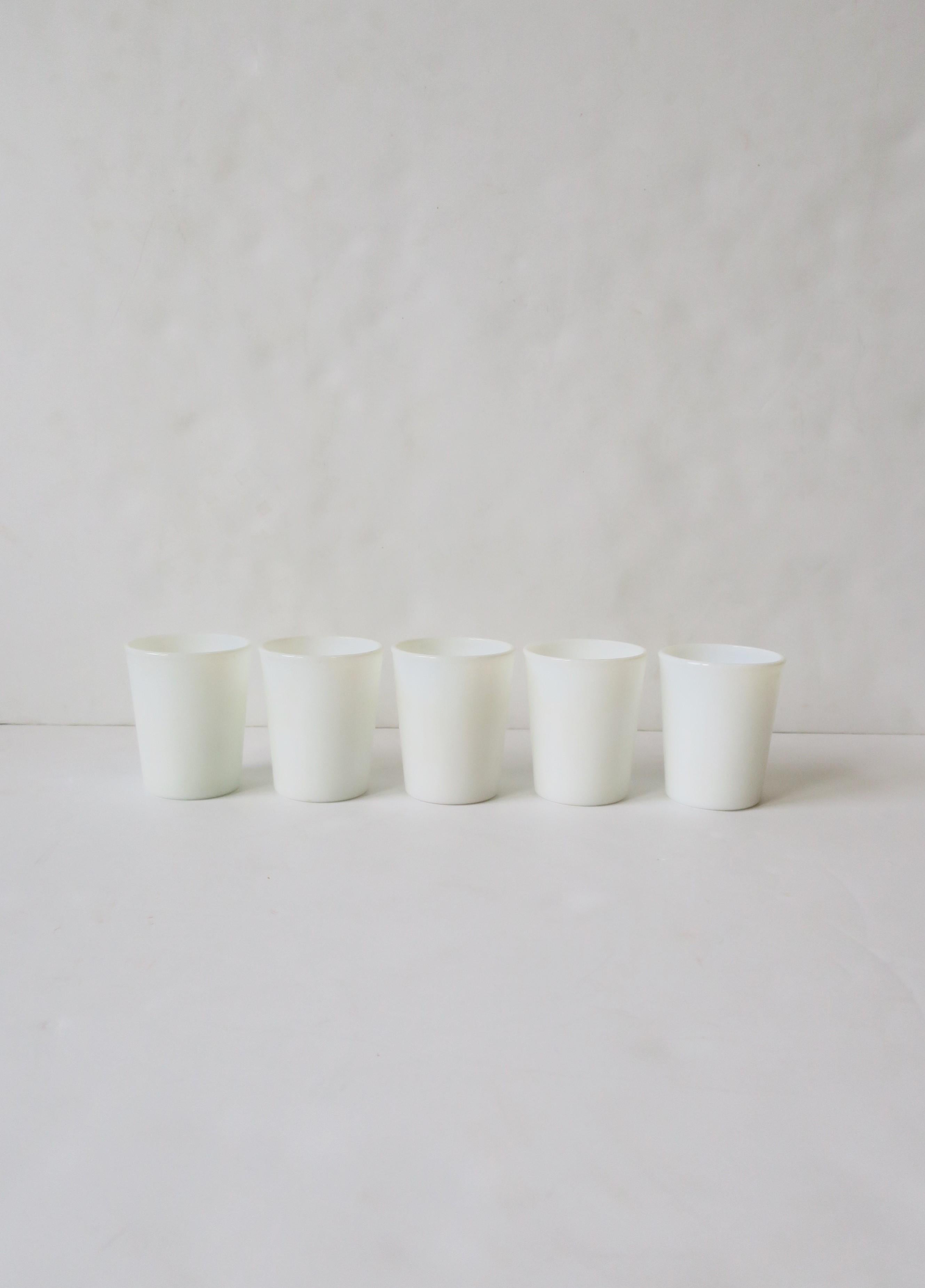 White Milk Glass Cocktail Tumbler Glasses, Set of 5, Early 20th Century 1