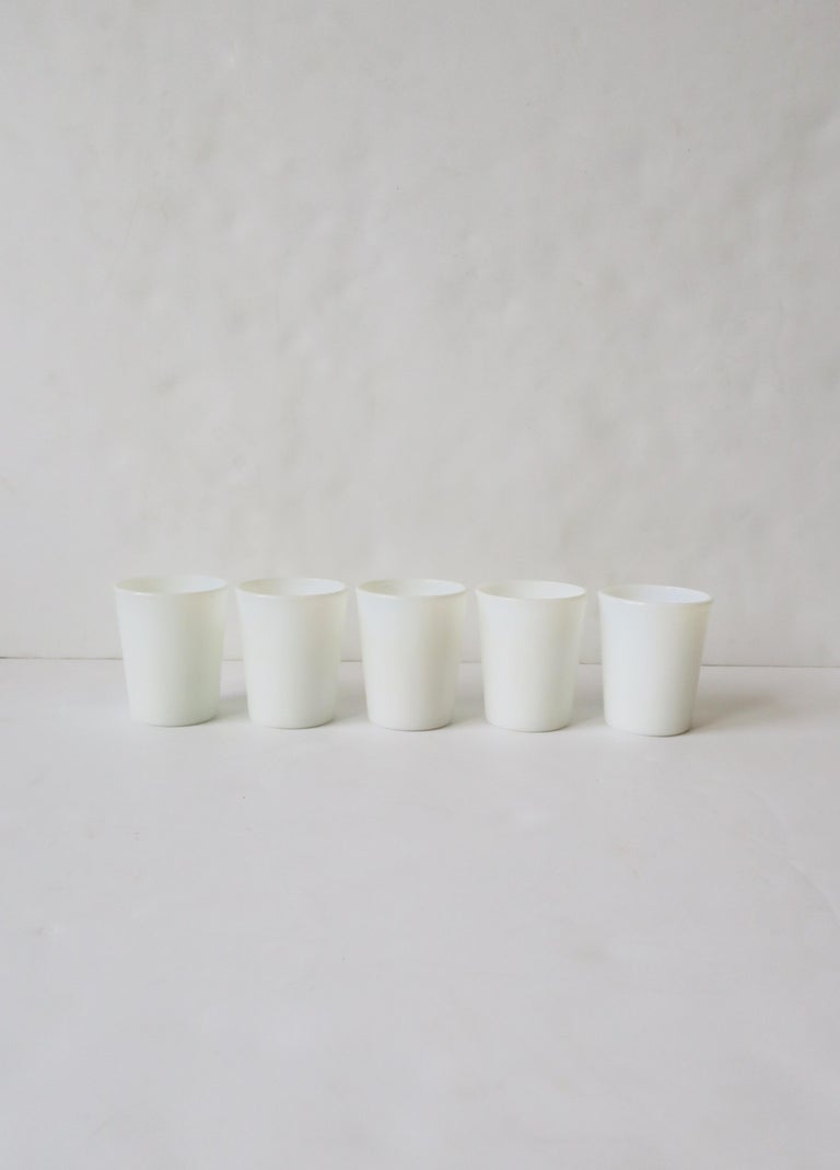 White Milk Glass Cocktail Tumbler Glasses, Early 20th Century For Sale 4