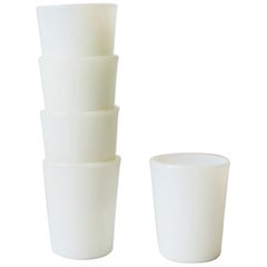 White Milk Glass Cocktail Tumbler Glasses, Early 20th Century