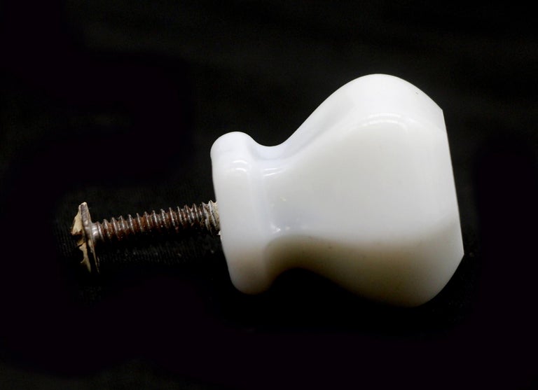 White Milk Glass Hexagon or Drawer Knob Antique For Sale at 1stDibs