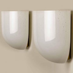 White Milkglass Half Cylinder Wall Lights by Limburg, Germany, 1970s