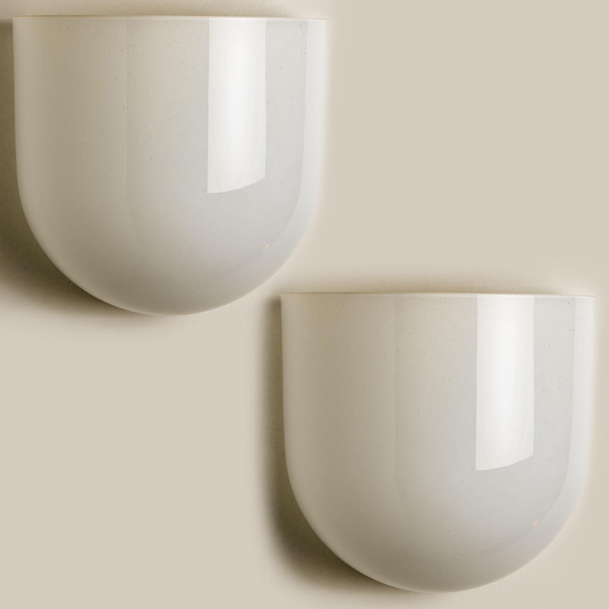 Other White Milkglass Half Cylinder Wall Lights by Limburg, Germany, 1970s