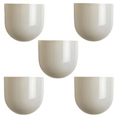 White Milkglass Half Cylinder Wall Lights by Limburg, Germany, 1970s