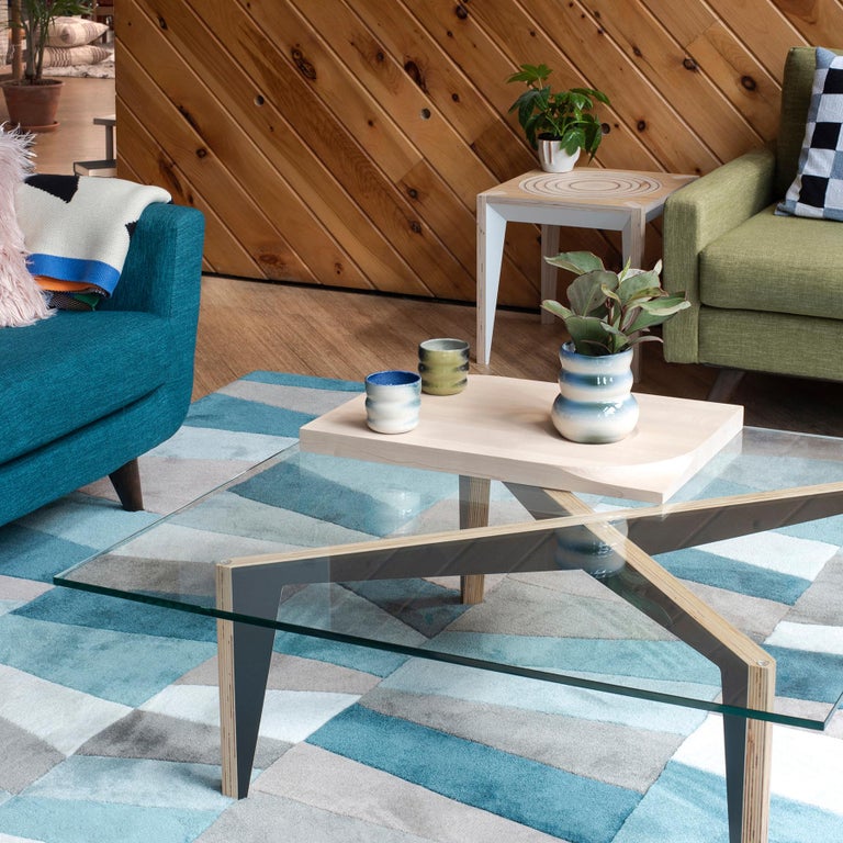 Cross Legs Wood Coffee Table White with Glass Top by ...