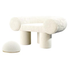 White Mineral Armchair and Pouf Set by Kasadamo