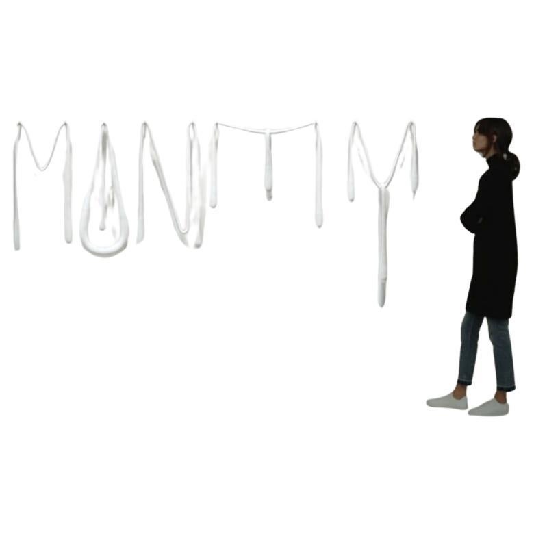 White Minimalist Decorative Wall Art Sculpture MONEY Letters by Olga Engel For Sale