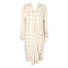 White mink  patchwork coat and metal rings attributed to Paco Rabanne