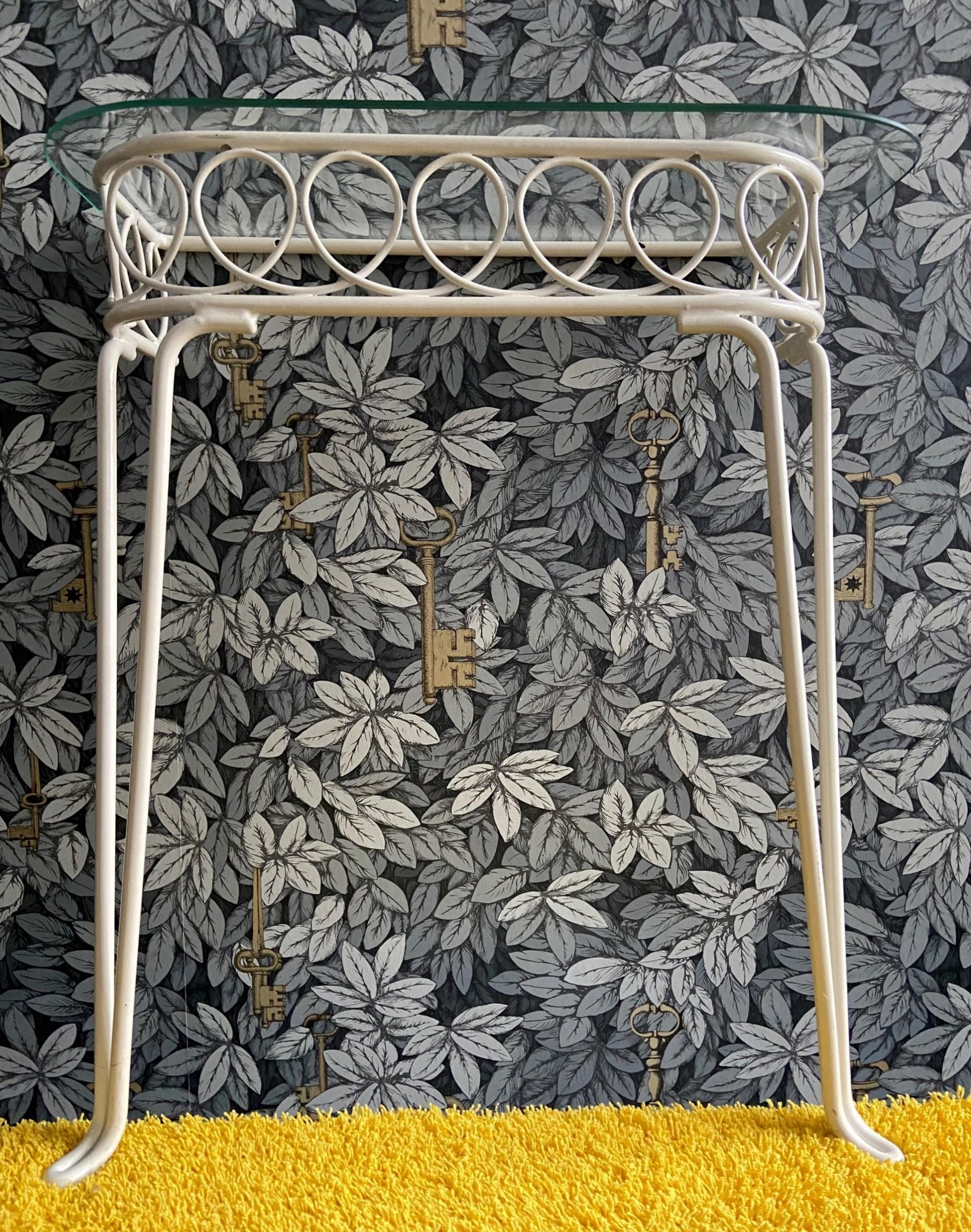 Lacquered White Mirror Console 1960s Mid-Century Modern For Sale