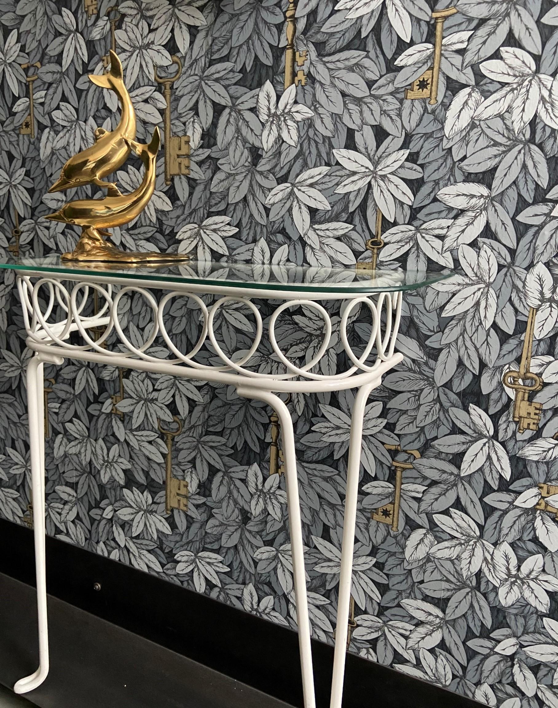 White Mirror Console 1960s Mid-Century Modern For Sale 1