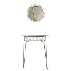 White Mirror Console 1960s Mid-Century Modern