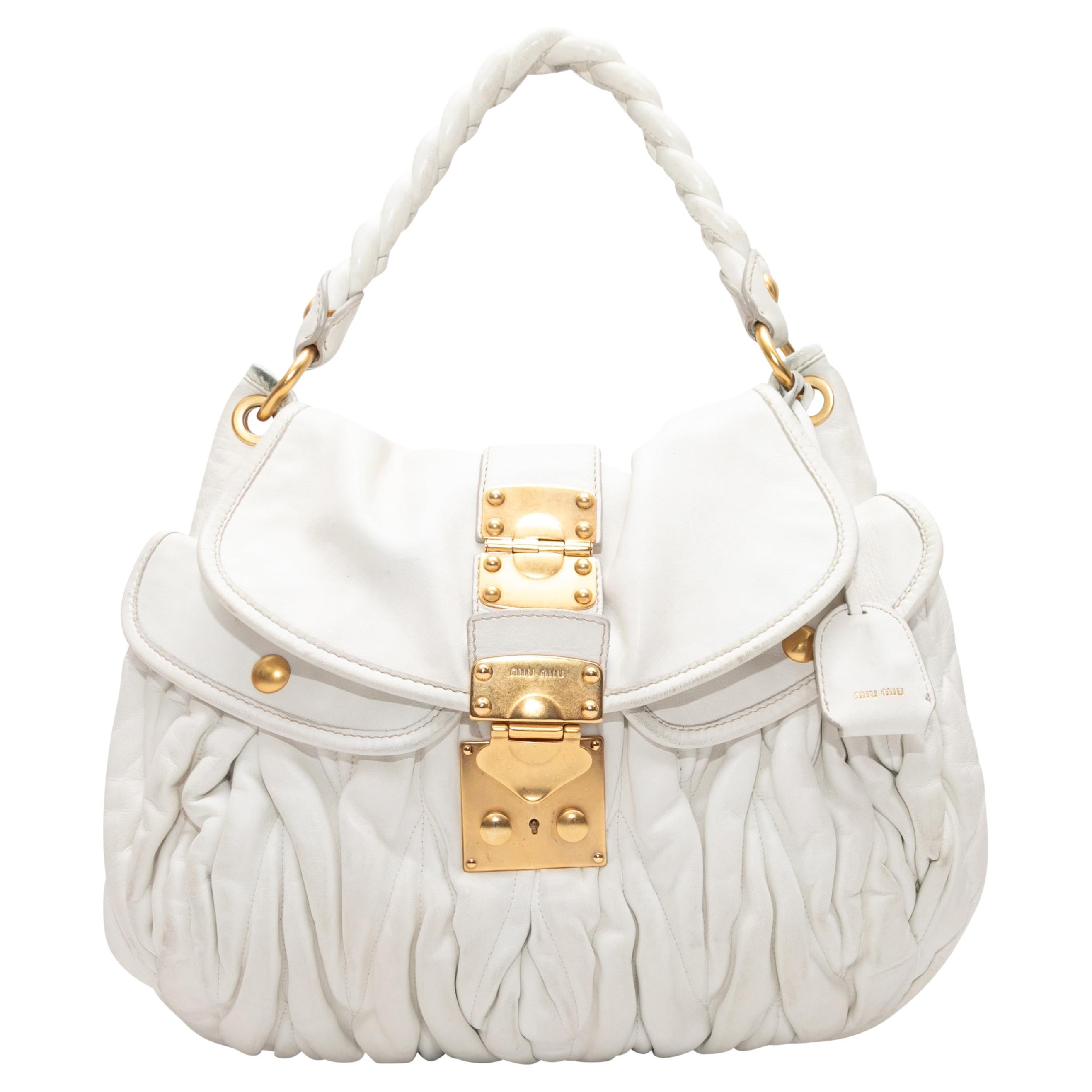 White Miu Miu Matelasse Shoulder Bag For Sale