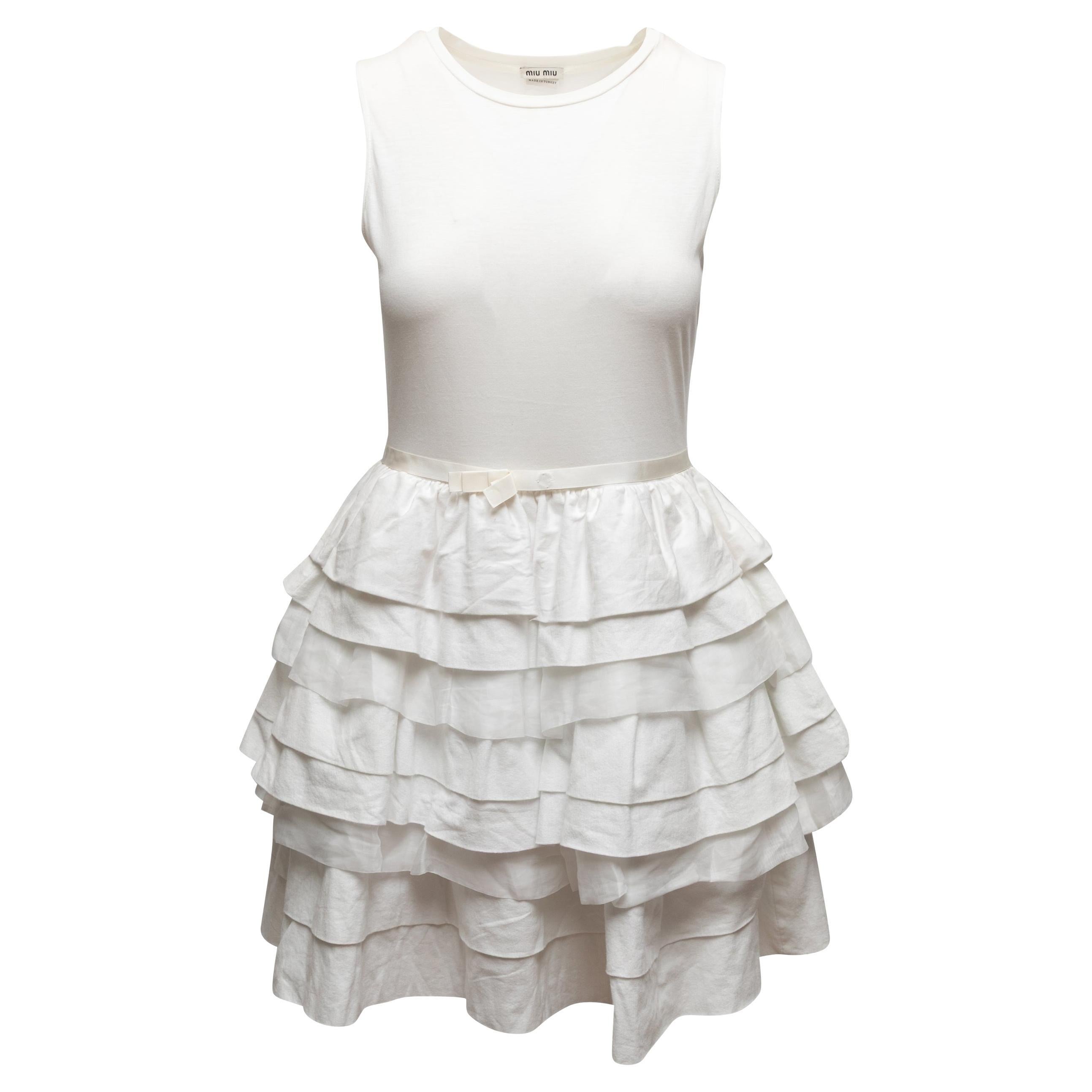 Mini abito senza maniche di Miu Miu White Taglia S.S. White
