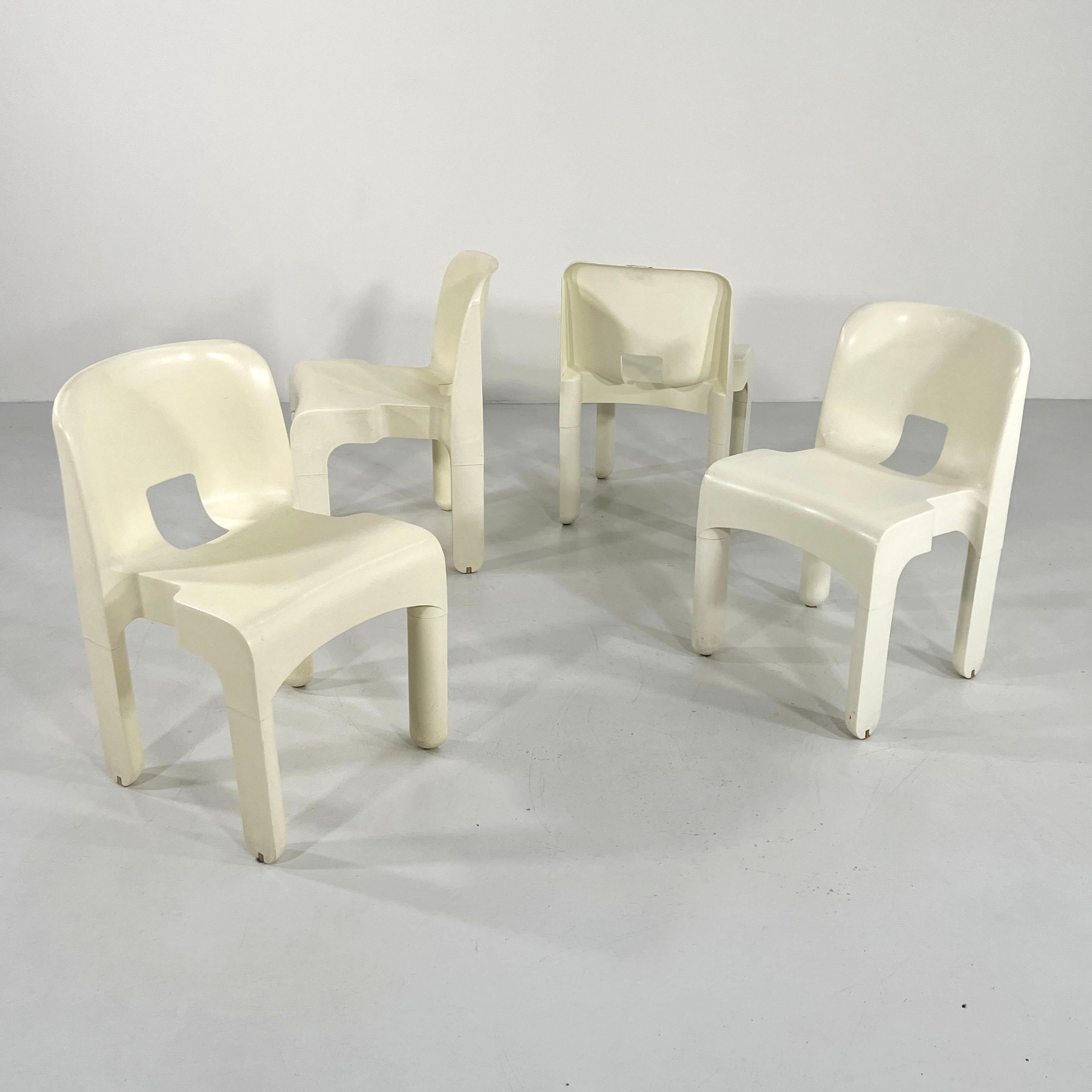 Mid-Century Modern White Model 4867 Universale Chair by Joe Colombo for Kartell, 1970s