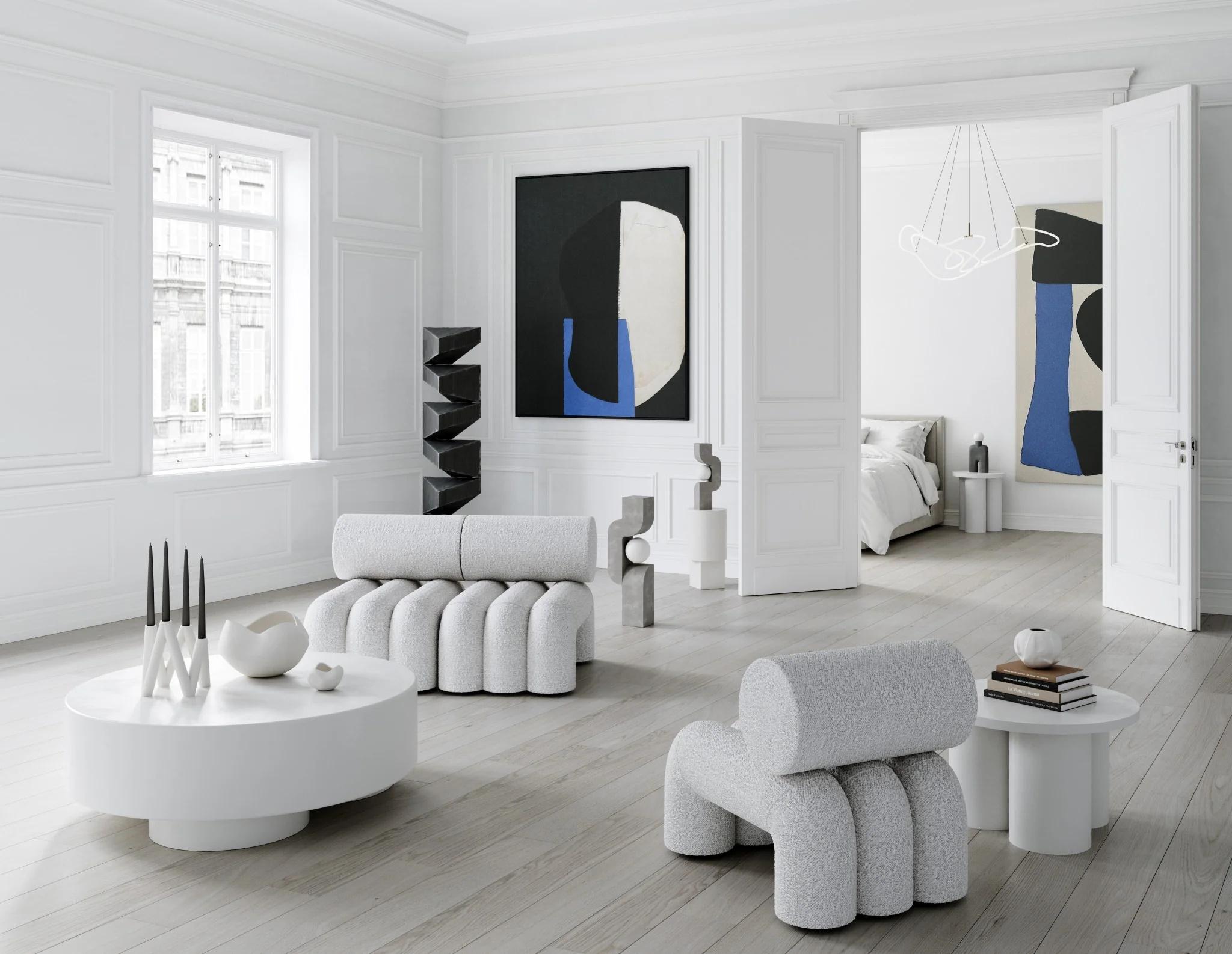 Grande table basse modèle Whiting, Fiber Concrete, œuvre contemporaine.

La table basse Bigli, modèle blanc, est fabriquée en béton et en fibres moulées, à la manière d'une sculpture contemporaine.
Une création contemporaine de grande