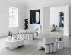 White Model Big Coffee Table, Fiber Concrete, Contemporary Work.