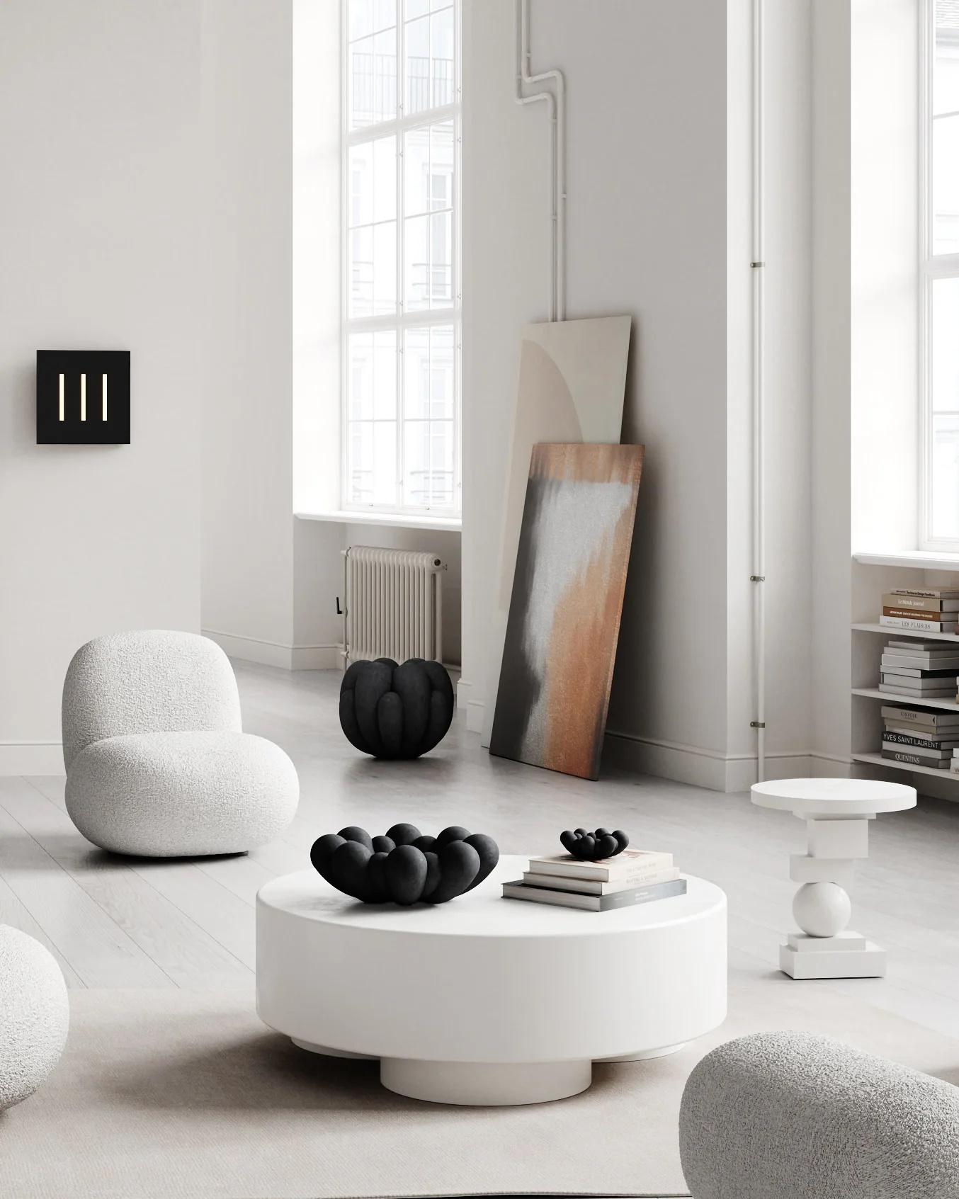 Moderne Grande table basse modèle Whiting, béton fibré, œuvre contemporaine. en vente