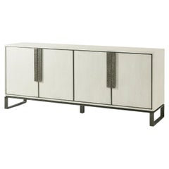 White Modern Industrial Media Cabinet