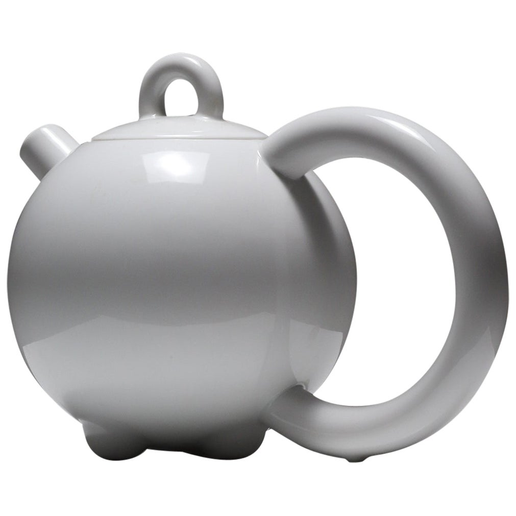 white modern Matteo Thun Fantasia Teapot, Memphis style 1980s