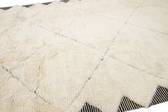 White Modern Moroccan Style Tribal Shag Wool Rug