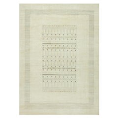Tapis moderne en laine noué à la main avec motifs d'animaux striés blancs 10'1" x 14'2"